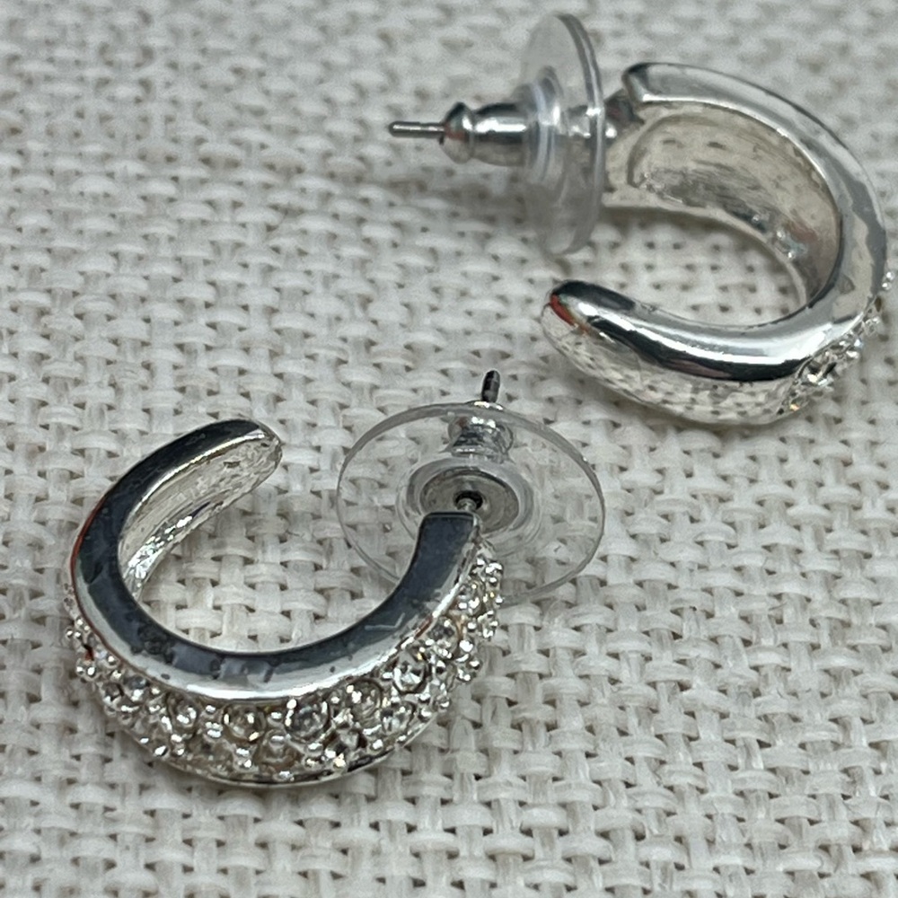 Vintage QVC Necklace & Earring Set – Silver-Tone with Crystal / CZ Accents - Picture 12 of 17